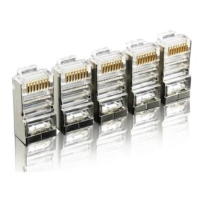 RJ45 Cat5e/Cat6 LAN Cable Crimp Connector – Gold-Plated Contacts with Durable Steel Housing for Patch Cords