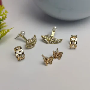 Set of 4 Vintage Gold Color Leaves Ear Cuffs - Non-Piercing Cartilage Clip Earrings for Women - Creative and Trendy Jewelry - Perfect Valentine's Day Gift for Her