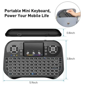 Portable Mini Wireless Keyboard with RGB Backlit Touchpad Mouse, Rechargeable Battery, for Android TV Box, Smart TV, PC, Tablet