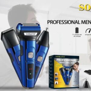 SOKANY 3-in-1 Rechargeable Hair Trimmer for Men – Beard, Nose, Face & Hair Clipper Grooming Kit