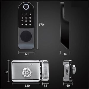 Tuya Smart Keyless Waterproof Door Lock – Biometric WiFi Security with Fingerprint and Password Unlock App Control.