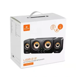 Kisonli Bluetooth AUX-USB Desktop Speaker system for PC with Stereo Sound, Compact Design, and Modern Sleek Aesthetic