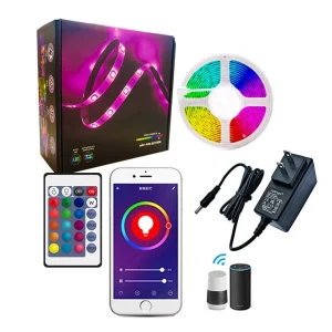 RGB WIFI LED Strip Lights 5M – Music Sync, App Remote Controlled 5050 Color Changing LED Rope Lights for Room, TV Party