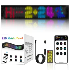 Flexible LED Matrix Panel for Cars & Stores | Bluetooth App Controlled Programmable RGB Sign | USB 5V Waterproof Scrolling LED Display with Custom Text & Music Rhythm