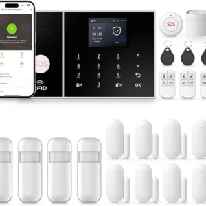 Wireless WiFi Home Alarm System with Siren & PIR Motion Sensor | Smart Home Security System with Door & Window Sensors | 24/7 Protection DIY Burglar Alarm with Remote Controls | No Contract Required - White
