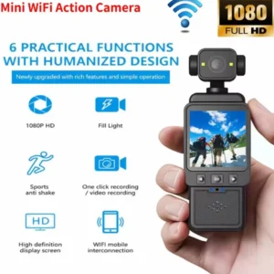1080P HD Action Camera with WiFi and 1.54 Inch Display for Helmet, Bicycle, Travel Recording – dotbox.pk